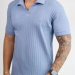 Polo Ralph Lauren Texturizada - Gola Italiana Azul Claro M