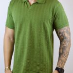 Polo Zara - Texturizada Verde M